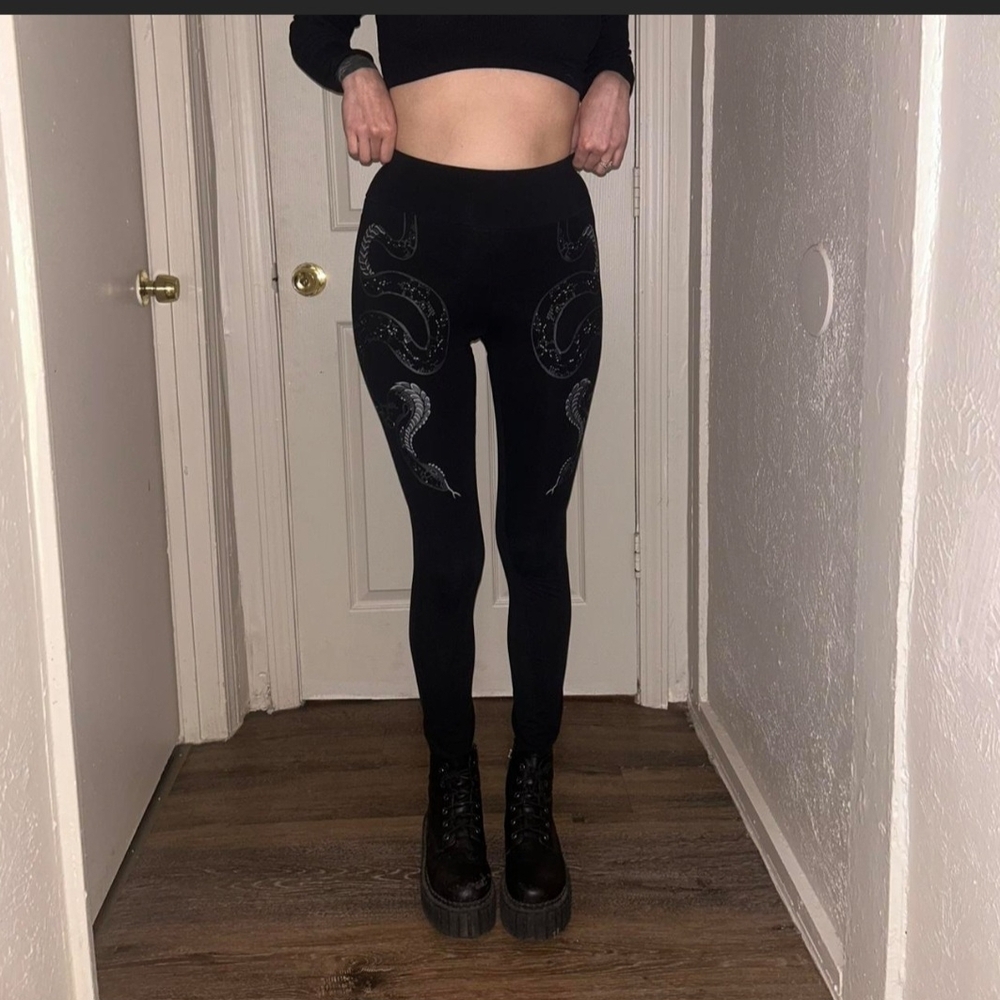 Killstar Black Leggings with Silver Accents